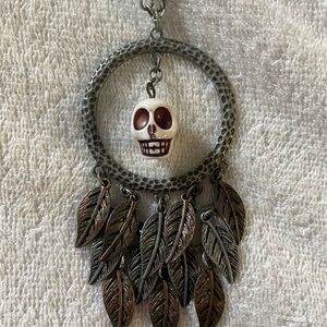 Skull and Feather Pendant Necklace